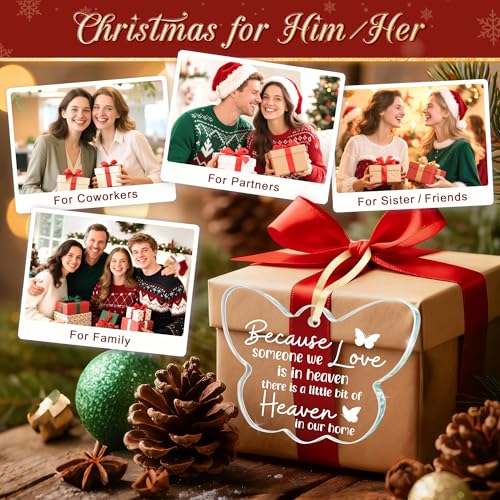 Sympathy Gifts, Memorial Christmas Ornament, Bereavement Remembrance Gift, Sympathy Keepsake for Loss of Loved One, Because Someone We Love is in Heaven Butterfly Memorial Decor for Mom, Friend - style: BF-Because