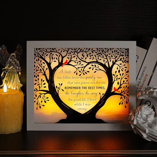 Sympathy Gift LED Memorial Shadow Box Memorial Gifts for Loss of Loved One Mother Mom Dad Father, in Memory of Loved One Gifts - size: Family Tree White