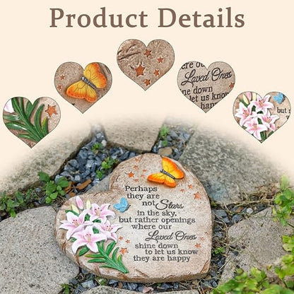 Memorial Garden Stone with Heartfelt Quote, 10 inch Garden Stepping Stones | Resin Memorial Plaques for Outdoors, Garden Stones in Memory of Loved One Gifts for Grave, Garden, Patio, Home