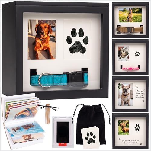 Dog Urn for Ashes, 5 Customizable Displays with Paw Print Ink Kit and Flannel Bag, Pet Urns for Dogs Ashes, Pet Cremation Memorial Box, Cat Urn for Ashes, Dog Ashes Keepsake, Fur Vial, Photo Album