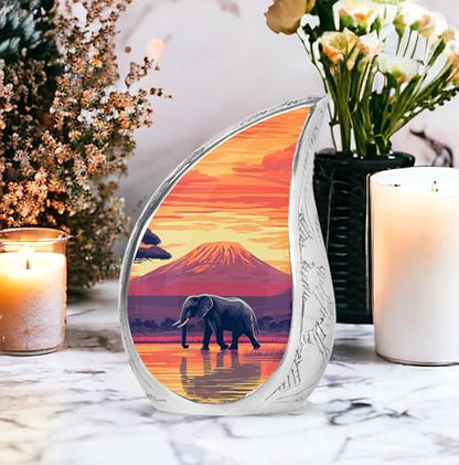 Elephant Human Ashes Adult Male - Funeral Urns for Human Ashes Adult - Sunset Urn with Elephant - Large Cremation Urn for Male 10inch - color: Cremation Urn for Elephnat