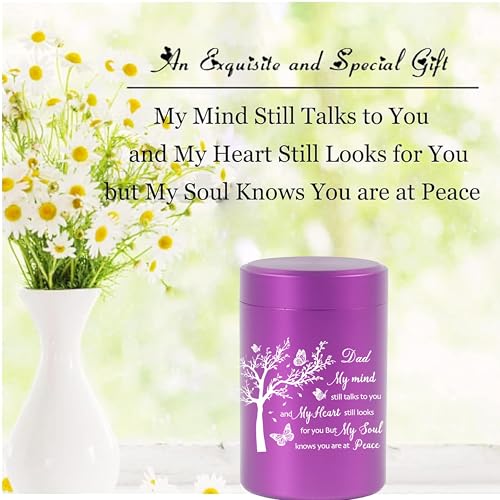 3 Inch Small Urn for Human Ashes Aluminum Mini Cremation Small Keepsake Urn for Sharing Ashes Mini Urn-Dad Purple - size: Purple-Dad