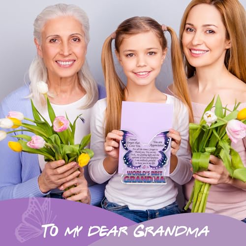 Grandma Birthday Gifts, Grandmother Gifts from Granddaughter Grandson, Unique Gift Ideas for First Time New Grandma Nana Gigi, Butterfly Acrylic Decorative Signs Plaques - style: Grandma