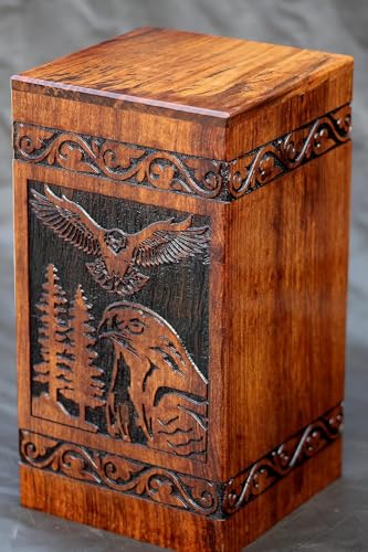 Wooden Urn for Human Ashes Adult Male/Women - Rosewood Funeral Cremation Urn for Ashes - Eagle Wooden Urns Hand-Crafted (XXL(14x7.5) 545Cu/inch) - color: Xxl(14x7.5) 545cu/Inch