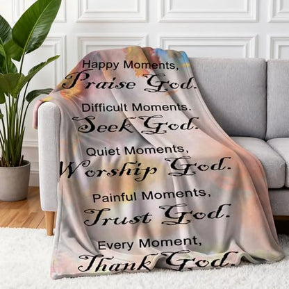 COMFAR Christian Multicolor Letter Print Throw Blanket, 50" x 60" - color: Bible1, size: 50" x 60"