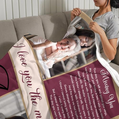Custom Memorial Blanket with Picture Personalized Sympathy Remembrance Condolences Bereavement Gifts Sympathy Gifts for Loss of Loved One Mother Dad Grandma Grandpa Sister Daughter Friend - color: Design14