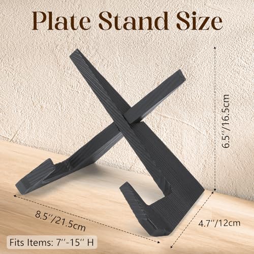XKDOUS 2 Pack Plate Stand for Display Wood Picture Frame Cookbook Holders - color: Black, size: 6.5'' 2 Pack