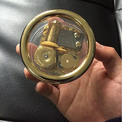 Tiny Wind Up Circle in Gold DIY Musical Box Beautiful Melody Gift Song YOU ARE MY SUNSHINE