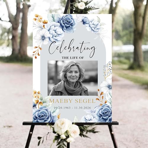 Personalized Funeral Welcome Sign with Photo, Black Celebration of Life Memorial Yard Decor, Custom Minimalist Tribute Sign, In Loving Memory Decoration for Funeral Service #10 - color: Version #10