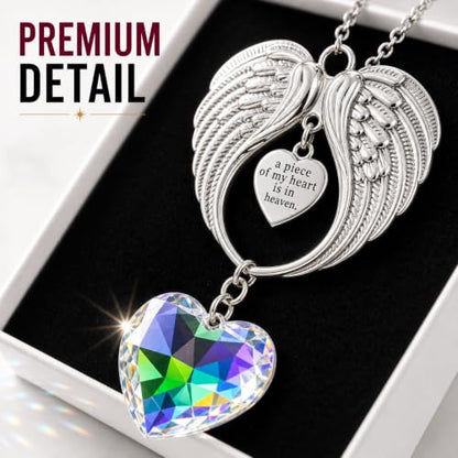 Memorial Suncatcher Gift for Loss of Mom, Crystal Angel Wings Sun Catcher | Gift for Loss of Mom, Windows, Sympathy Gift for Loss of Loved One, Bereavement Remembrance Grief for Women, Heart