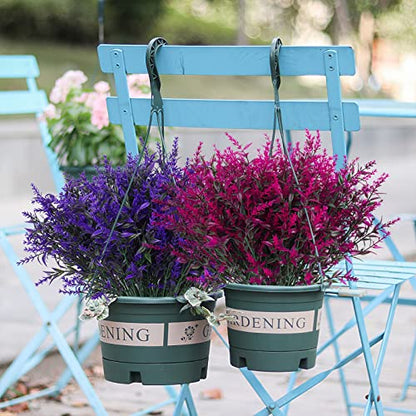 RECUTMS Outdoor Artificial Plant UV Resistant Flower Fake Stems Plants 12Pc - color: Fuchsia, size: 12 Bundles