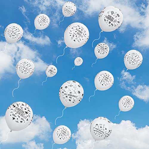 72 Pcs Memorial Balloons Set White Remembrance Funeral Celebration of Life Latex Balloon with Ribbon Love You Always Miss You Forever We Will Never Forget You Balloons Decorations 12 Inch