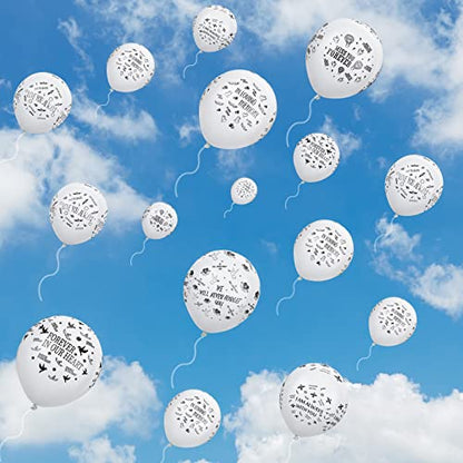 72 Pcs Memorial Balloons Set White Remembrance Funeral Celebration of Life Latex Balloon with Ribbon Love You Always Miss You Forever We Will Never Forget You Balloons Decorations 12 Inch