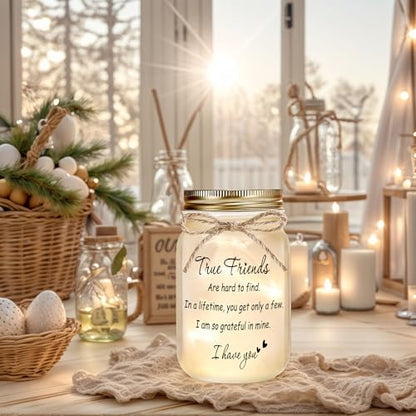 Best Friend Gift for Women Mason Jar Night Light True Friends - color: Transparent