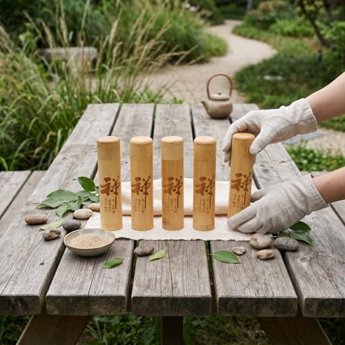 AYNEFY 5pcs Strong Leakproof Bamboo Scattering Urns for Ashes Resting Place, Carved Pattern Containers for Scattering Tubes, AYNEFYg4da1uni3b