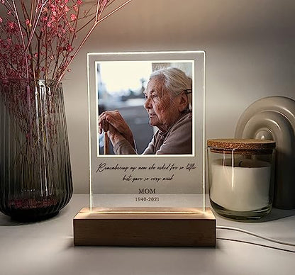 Custom Personalized Photo LED Picture Frame Sympathy Memorial In Loving Memory of Loved One Heaven Bereavement Remembrance Condolence Gifts for Loss of Mother Father Grandmother Grandfather Mom Dad