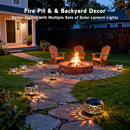 JMEXSUSS Solar Lanterns Outdoor Waterproof, Outdoor Table Lantern for Porch - size: Black 2 Pack