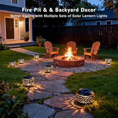 JMEXSUSS Solar Lanterns Outdoor Waterproof, Outdoor Table Lantern for Porch - size: Black 2 Pack