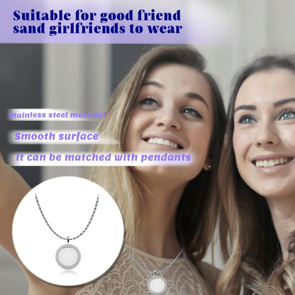 Personalized Photo Frame Necklaces Memory Keepsake Ziconia DIY Custom Picture Necklace Pendant Rhinestone Photo Necklaces - color: Silver