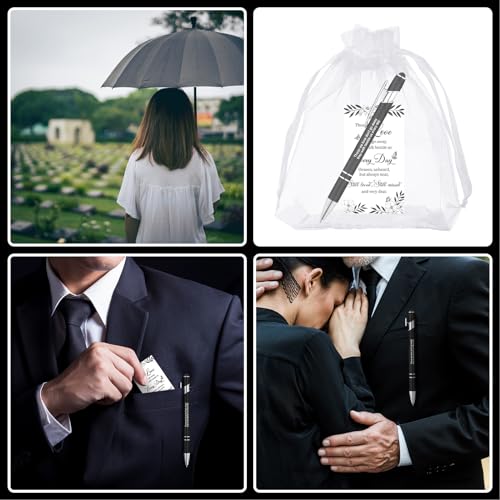 Yeaqee 150pcs/50set Funeral Favor Pen Poem Card for Guests, White, Simple - color: White, style: Simple