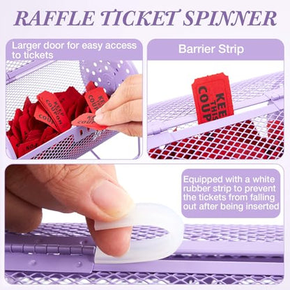 Teenyyou Raffle Drum Holds 600 Tickets, Metal Ticket Wheel Spinner with Stand, Raffle Tickets Cage for Games Events, Parties, School Drawings(Integrated Rotary,Light Purple,7.09" X 4.72", Small) - color: Light Purple, size: 7.09" X 4.72", Small, style: In