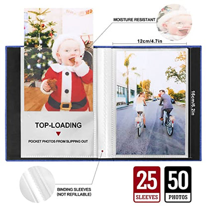Ywlake Photo Album 4x6 50 Pockets 2 Packs, Small Mini Capacity Linen Photo Album Bulk Sets, Each Pack Holds 50 Top Loader Vertical Only Picture for Kids Boy Girls Blue - color: Blue, size: 50 Pockets/2PK