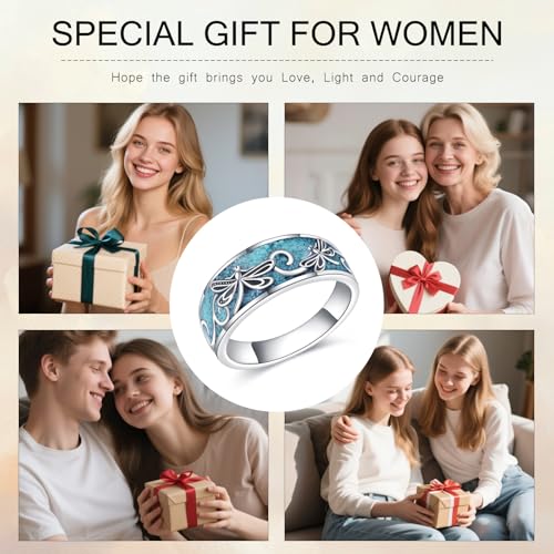 ONEFINITY Turquoise Rings S925 Sterling Silver Turquoise Ring Jewelry Gift For Women Men - size: 7, style: Dragonfly
