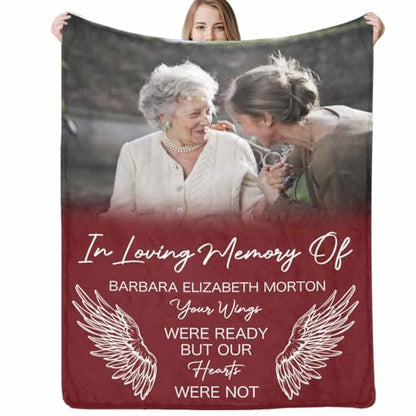 Custom Memorial Blanket with Picture Personalized Sympathy Remembrance Condolences Bereavement Gifts Sympathy Gifts for Loss of Loved One Mother Dad Grandma Grandpa Sister Daughter Friend - color: Design17