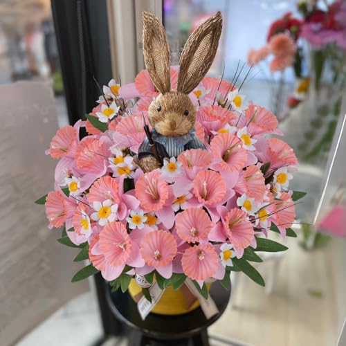 Artificial Flowers for Cemetery, Daffodils Flowers, Pink, 4PCS - color: Pink-4pcs