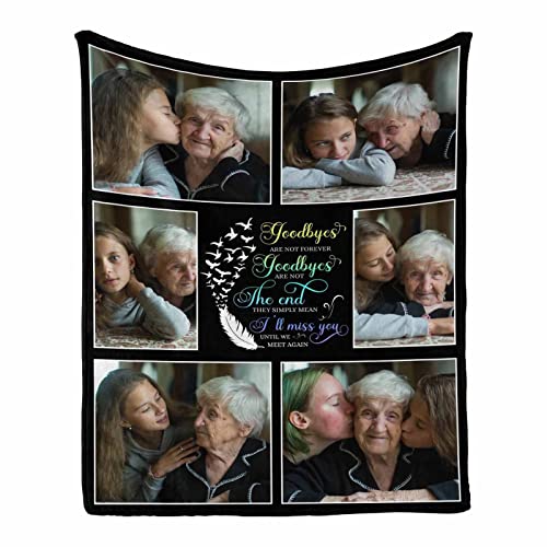 InterestPrint Personalized Memorial Blanket to Loved one in Heaven Blanket in Loving Memory of Grandma Grandpa Photo Blanket Sympathy Memory Blanket Gifts for Thanksgiving - color: Multi X45, size: 30 x 40 Inches