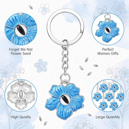 Sureio 10 Pcs Forget Me Not Seeds Keychains Gift for Funeral Wedding