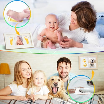 Baby Hand and Footprint Paint with Sponge Head, 2.54 fl oz, Non-Toxic & Acid-Free, Washable Baby Safe Paint for Newborn Keepsakes, Dog Nose & Paw Prints, Ideal New Mom Gift - Warm-Yellow - color: Warm-Yellow