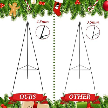 Soaoo 4 Christmas Wreath Stand Holder Metal Easel for Cemetery Grave,30inch | Christmas Wreath Stands for Outdoor, Metal Easel Holder, Cemetery Grave Marker, Gravestone Flower Display Decoration