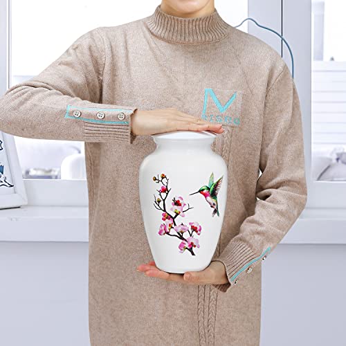 Memorials Urns for Human Ashes Adult Female and Male, Large Hummingbird Urn | White Metal Cremation Urn, Clean Interior, Secure Screw Lid, Engravable Funeral Urns, 220Lbs Capacity, with Velvet Bag - size: 1 Adult Urn