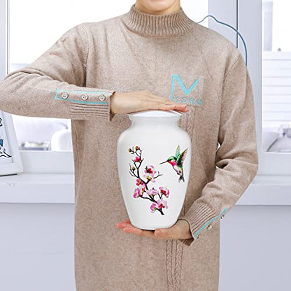 Memorials Urns for Human Ashes Adult Female and Male, Large Hummingbird Urn | White Metal Cremation Urn, Clean Interior, Secure Screw Lid, Engravable Funeral Urns, 220Lbs Capacity, with Velvet Bag - size: 1 Adult Urn