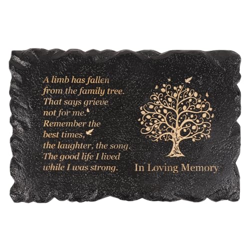 11.8 inches Long Tree of Life Song Polyresin Memorial Garden Stone, Memorial Stones for Loved Ones Outside, Memorial plaques, Sympathy Gifts for Loss of Loved one, Memorial Gifts (Black Tree of Life) - color: Black Tree