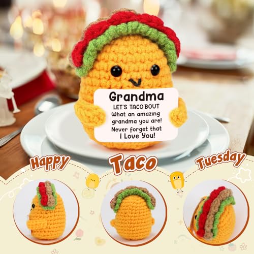 Grandma Gifts Grandparents Day Christmas Birthday Gifts for Grandmother | Gigi Gift for Great Best Grandma Ever Mothers Day Christmas Funny Granny Grandparents Mimi Nana Handmade Crochet Taco - style: Grandma