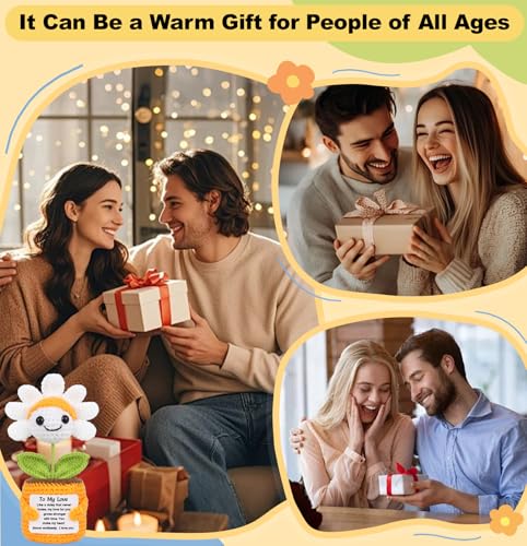 Sizobi Valentines Day Gifts for Him Her - Positive Daisy Crochet | Anniversary Birthday Gifts for Men Women Boyfriend Girlfriend Husband Wife, Couple Valentines Gift, I Love You Wedding Gift - style: To My Love
