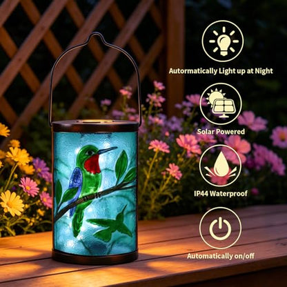MUMTOP Hummingbird Solar Lantern Outdoor Waterproof Hanging Garden Lights - color: Green