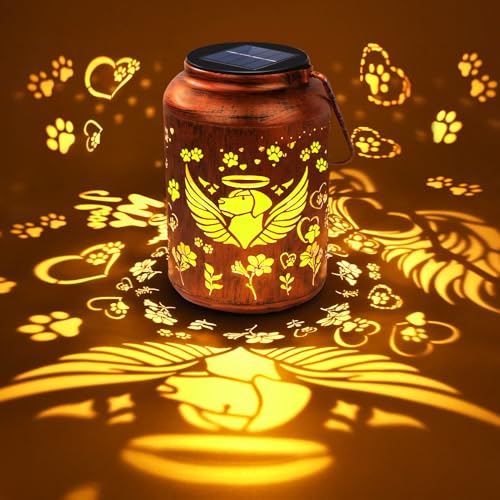 Dog Memorial Solar Lanterns Pet Passing Away Memorial Gifts for Loss of Dog | Paw Angel Sympathy Remembrance Bereavement Outdoor Pet Funerary Grave Decor