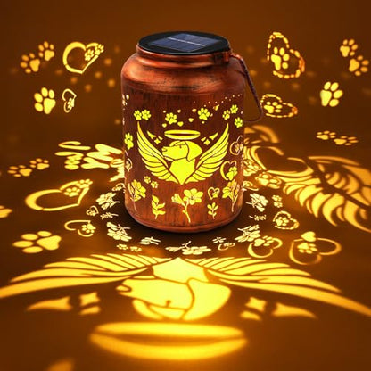 Dog Memorial Solar Lanterns Pet Passing Away Memorial Gifts for Loss of Dog | Paw Angel Sympathy Remembrance Bereavement Outdoor Pet Funerary Grave Decor