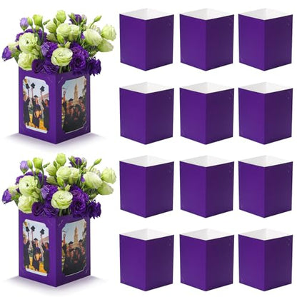 15 Pack Graduation Box Centerpieces for Table 6/7 In Photo Display - color: Purple
