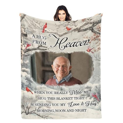 Personalized Memorial Blankets with Photos, in Memory of Loved One Gifts, Sympathy Bereavement Cardinal Blanket for Loss of Mom Dad Grandma Husband Son Daughter - color: New Arrivals-5