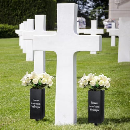 Cemetery Vases for Grave, Metal Vase Grave Decorations, Memorial Flower Holder with Spikes for Cemetery Graveside Headstone Decor, 1pc