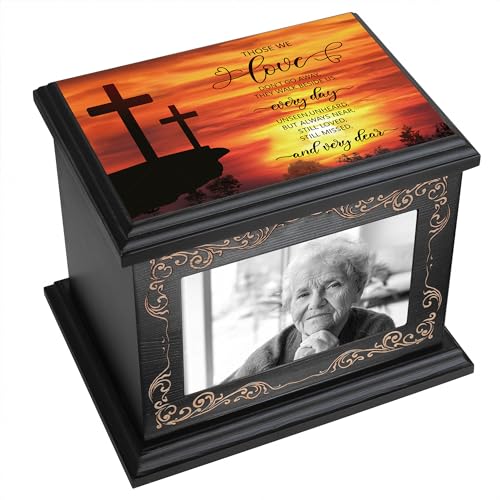 ADMLC Cremation Urns for Human Ashes Adult Up to 200 IBS with Photo Frame | 100% Wooden Handcrafted Memorial Keepsake Urn for Ashes,Funeral Burial Caskets Urn Suitable for Male Female Men Women Dad Mom