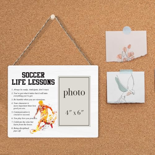 Soccer Life Lessons Picture Frame, Soccer Gifts for Boys Girls Players | Inspirational Soccer Wooden Picture Frame for 4 x 6 in Photo, Soccer Team Coach Gifts for Men Women - color: SOCCER