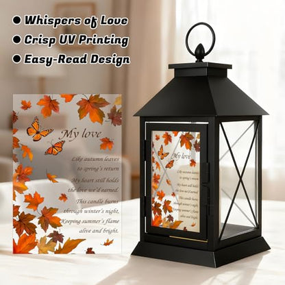Memorial Candle Lantern with Flickering LED Candle and Remote Control Bereavement Sympathy Gifts in Memory for Loss of Partner Remembrance Gift (Partner) - color: Partner