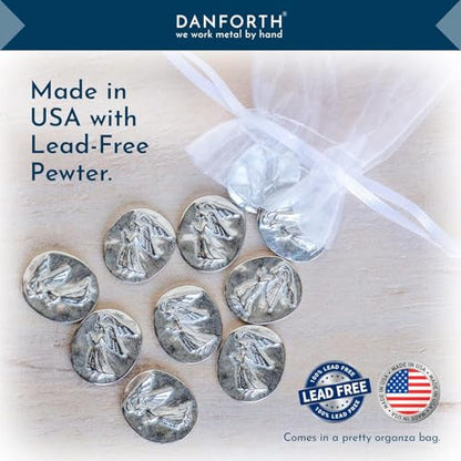 DANFORTH Pocket Angel Token Bag of 10, Lead-Free Pewter Coins, Made in USA | Guardian Angel Pocket Charms, Keepsake Coins for Encouragement, Remembrance & Spiritual Gifts - color: Angel Coins Bag Of 10