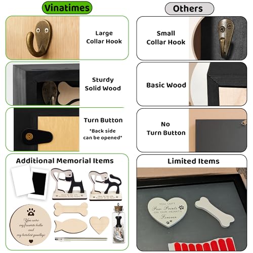vinatimes 8.6'' Pet Memorial Gift Shadow Box Black Collar Holder Picture Frame Pet Paw Ink Kit Dog Wooden Sculpture Bottle Rainbow Pet Hair Keepsake Gift Loss of Dog Cat Tabletop Wall Hanging PSD-4B - color: Black, size: 8.6 inches