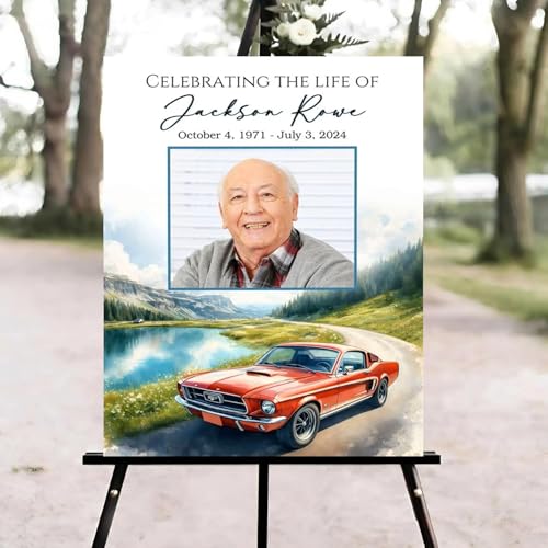 Classic Car Sportscar Funeral Welcome Sign, Celebration of Life Welcome Sign, in Loving Memory Sign, Celebration of Life Funeral Sign, Celebration of Life Sign, Memorial Sign with Photo #ghg12 - color: Version #15